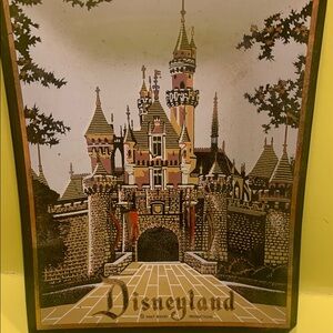 Disneyland Castle Art plate with Brown and Tan Hues.